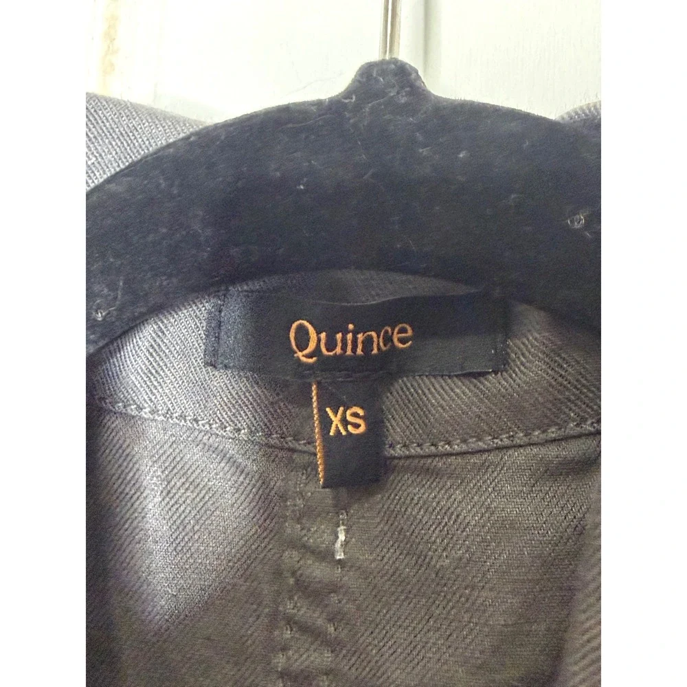 Quince Cotton Linen Twill Long Sleeve Coverall Jumpsuit Charcoal Grey XS